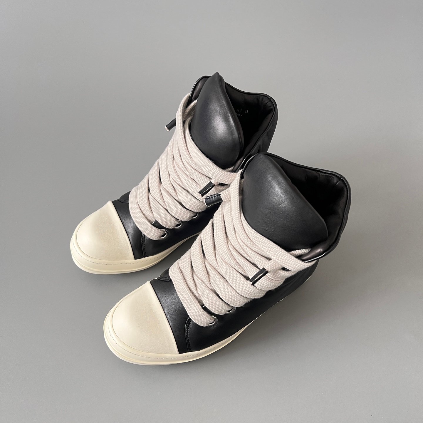 Aurora Custom Rick Owens Mainline High-Top Jumbo Lace - Premium Black Leather (1:1 Deconstructed) - Image 8