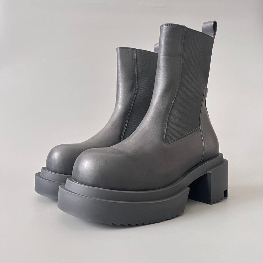 Aurora Custom Rick Owens Mainline Beatle Bozo Tractor Chelsea Boots - Premium Black Leather (1:1 Deconstructed)