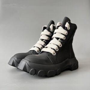 Aurora Custom Rick Owens Mainline Megatooth Tractor Jumbo Lace - Black Grained Leather (1:1 Deconstructed)