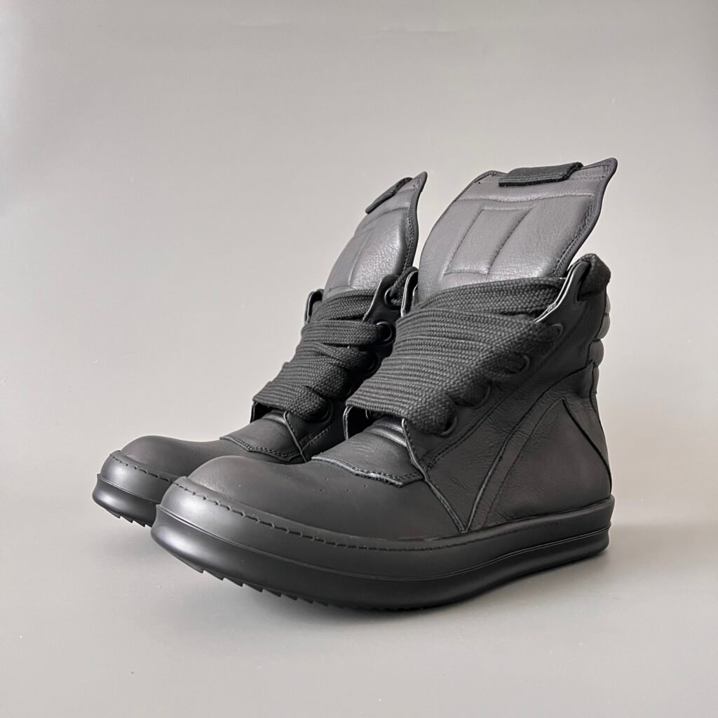Aurora Custom Rick Owens Mainline Geobasket - "Murdered Out" Triple Black Leather (1:1 Deconstructed)