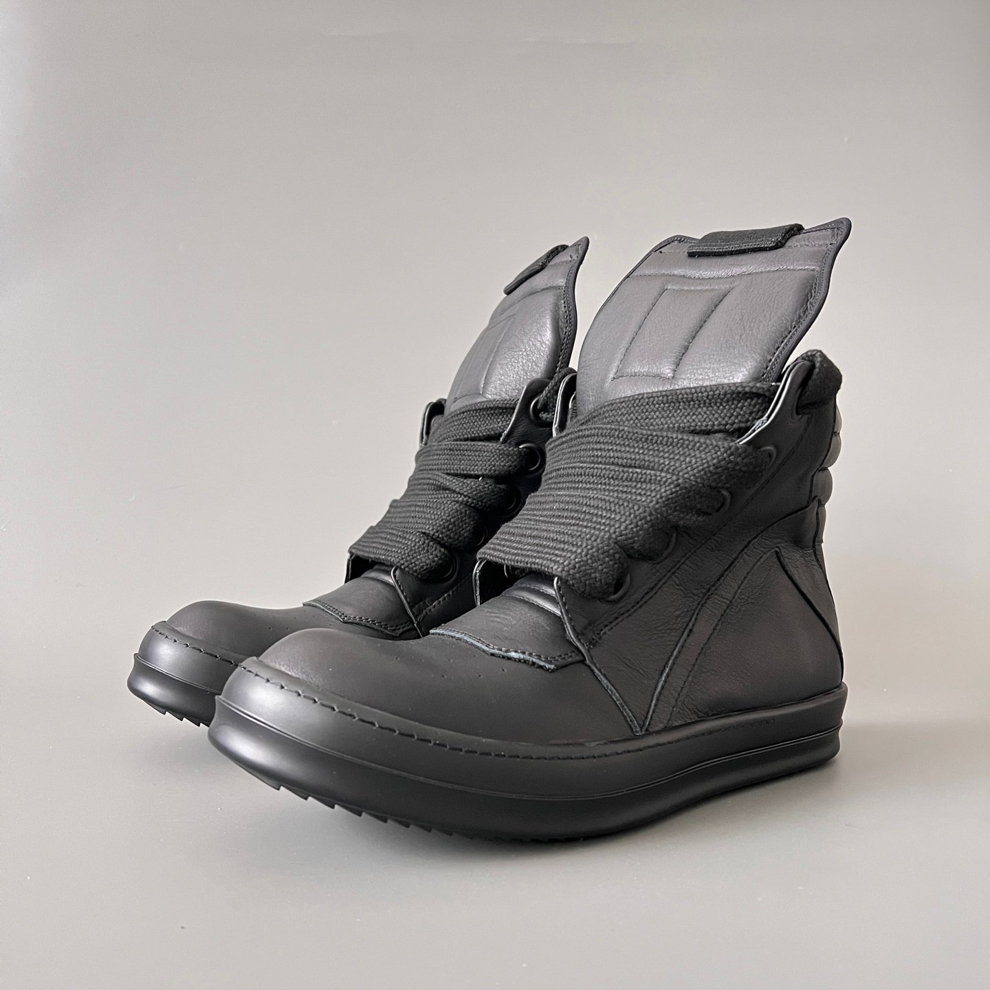 Aurora Custom Rick Owens Mainline Geobasket - "Murdered Out" Triple Black Leather (1:1 Deconstructed)