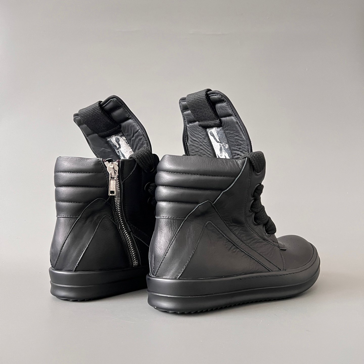 Aurora Custom Rick Owens Mainline Geobasket - "Murdered Out" Triple Black Leather (1:1 Deconstructed) - Image 4