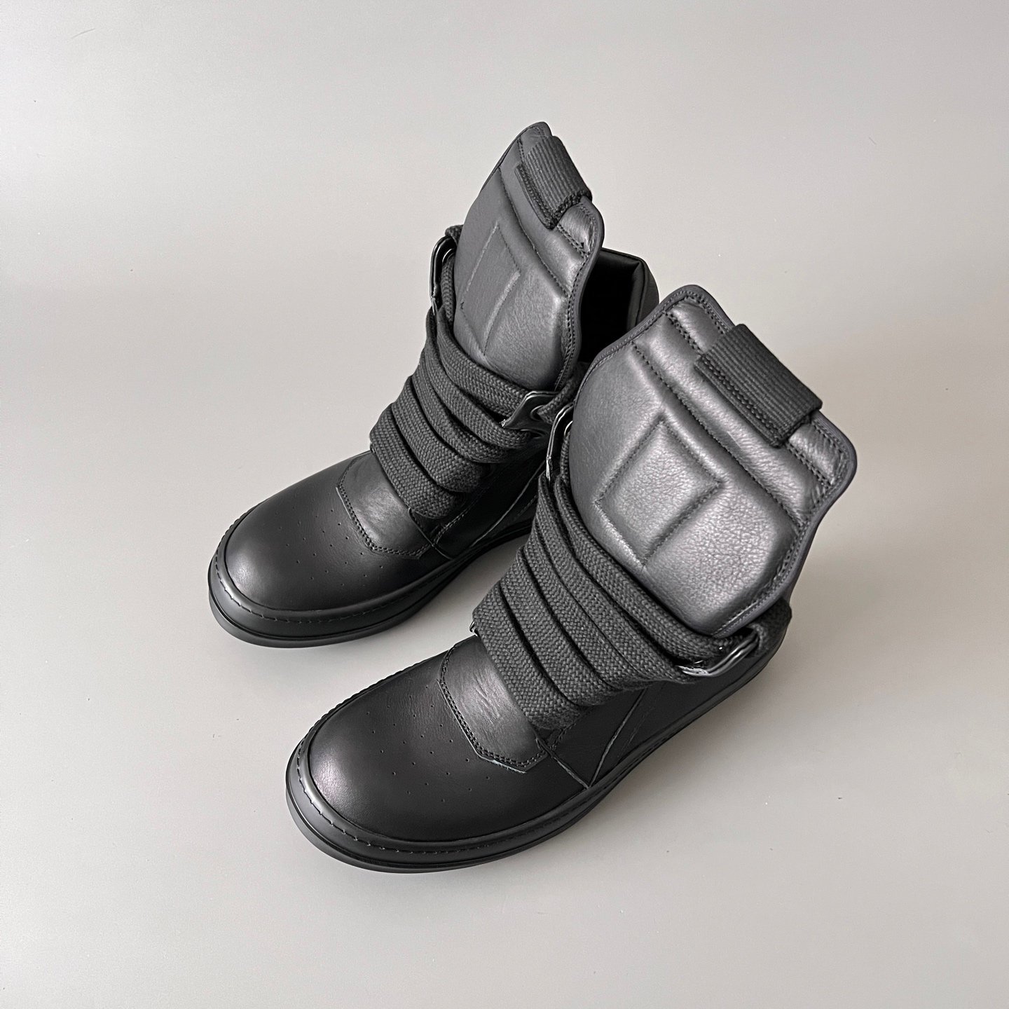 Aurora Custom Rick Owens Mainline Geobasket - "Murdered Out" Triple Black Leather (1:1 Deconstructed) - Image 8
