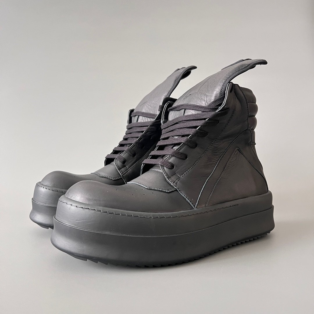 Aurora Custom Rick Owens Mainline Mega Bumper Geobasket - "Murdered Out" Triple Black Leather (1:1 Deconstructed)