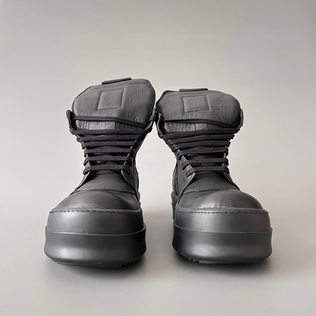 Aurora Custom Rick Owens Mainline Mega Bumper Geobasket - "Murdered Out" Triple Black Leather (1:1 Deconstructed) - Image 2
