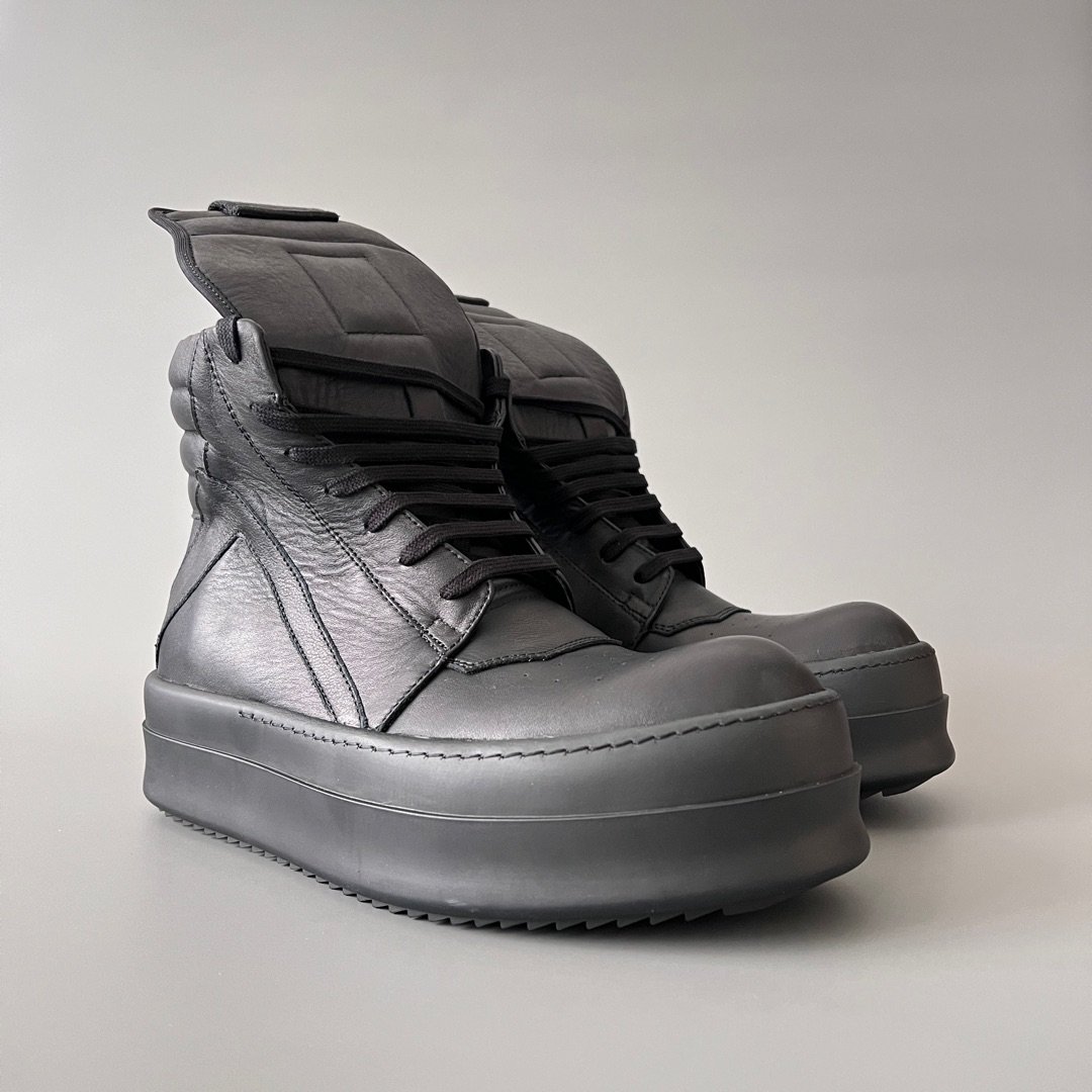 Aurora Custom Rick Owens Mainline Mega Bumper Geobasket - "Murdered Out" Triple Black Leather (1:1 Deconstructed) - Image 3