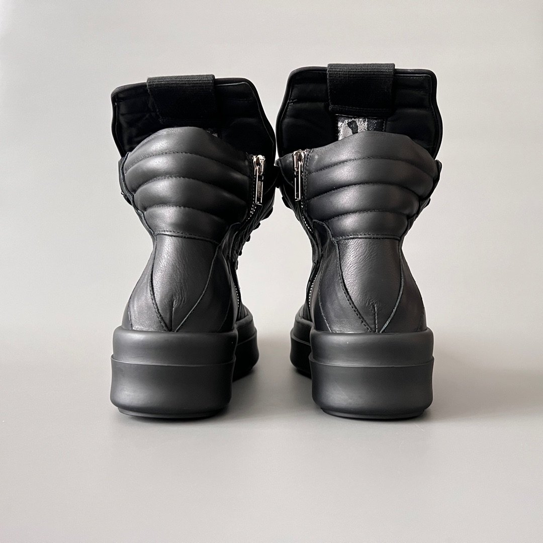 Aurora Custom Rick Owens Mainline Mega Bumper Geobasket - "Murdered Out" Triple Black Leather (1:1 Deconstructed) - Image 5