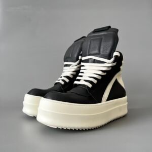Aurora Custom Rick Owens Mainline Mega Bumper Geobasket - Classic Black & Milk Leather (1:1 Deconstructed)