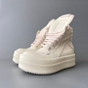 Aurora Custom Rick Owens Mainline Mega Bumper Geobasket - All-Milk White Leather (1:1 Deconstructed)
