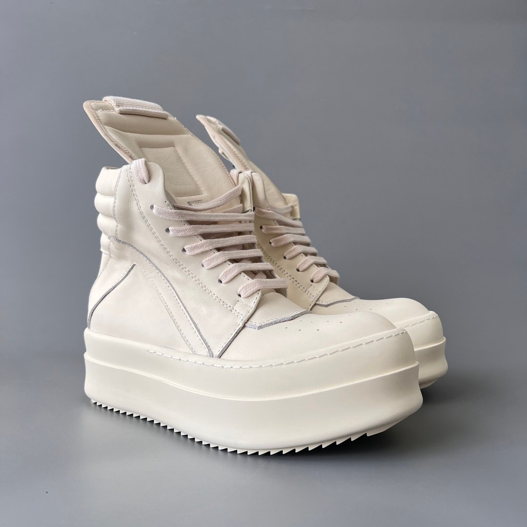 Aurora Custom Rick Owens Mainline Mega Bumper Geobasket - All-Milk White Leather (1:1 Deconstructed) - Image 3