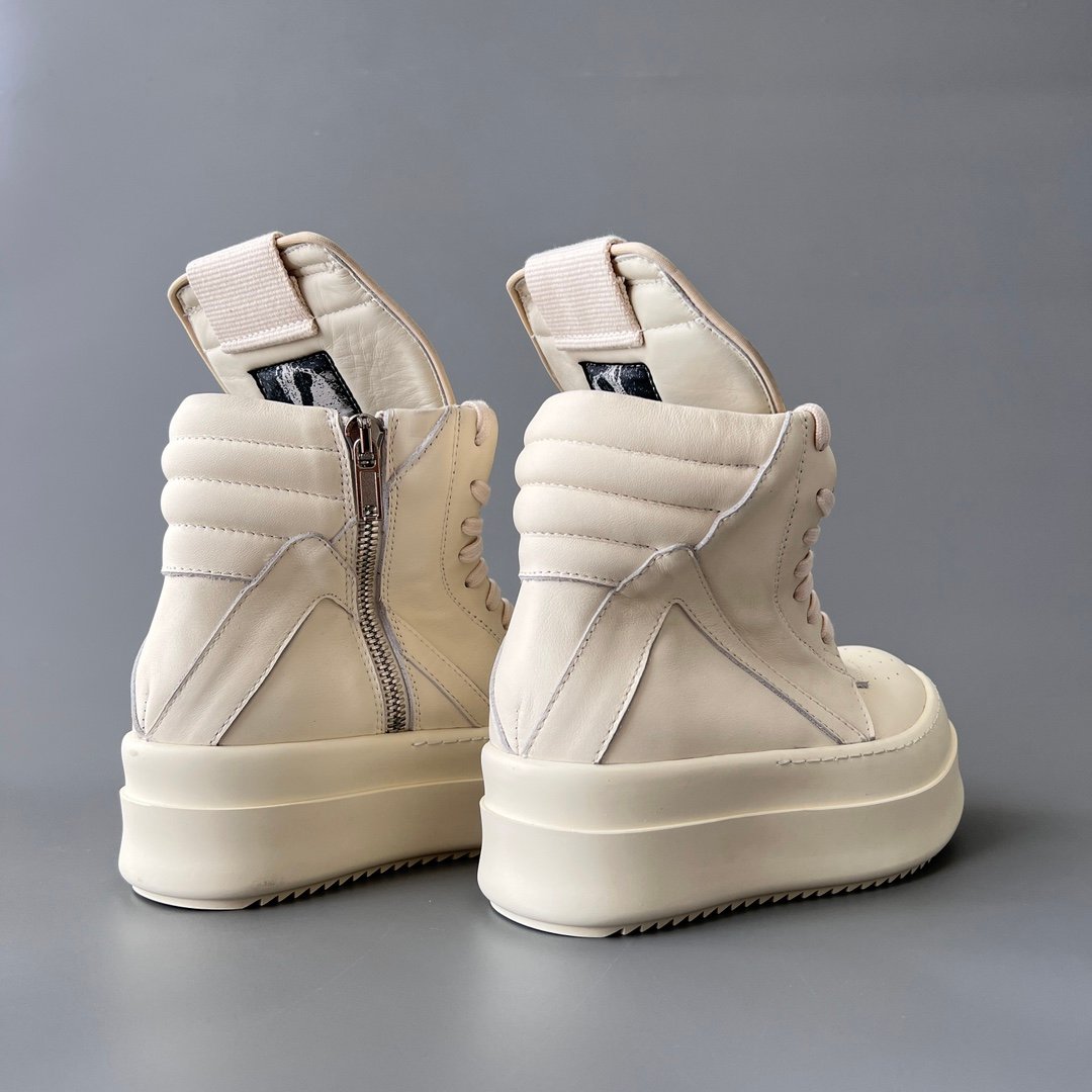 Aurora Custom Rick Owens Mainline Mega Bumper Geobasket - All-Milk White Leather (1:1 Deconstructed) - Image 4