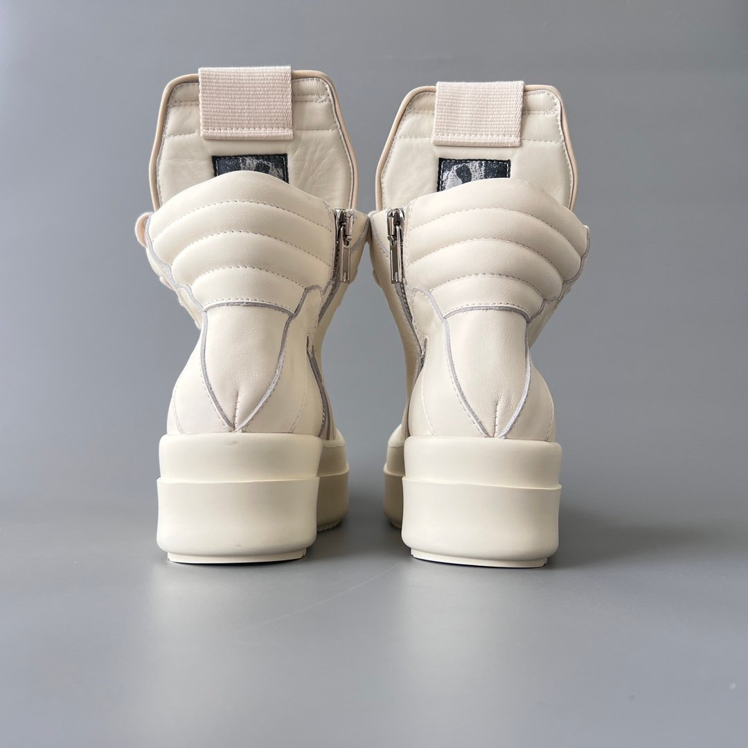 Aurora Custom Rick Owens Mainline Mega Bumper Geobasket - All-Milk White Leather (1:1 Deconstructed) - Image 5