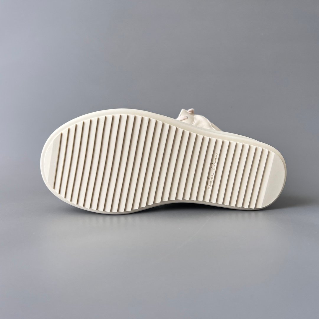Aurora Custom Rick Owens Mainline Mega Bumper Geobasket - All-Milk White Leather (1:1 Deconstructed) - Image 6
