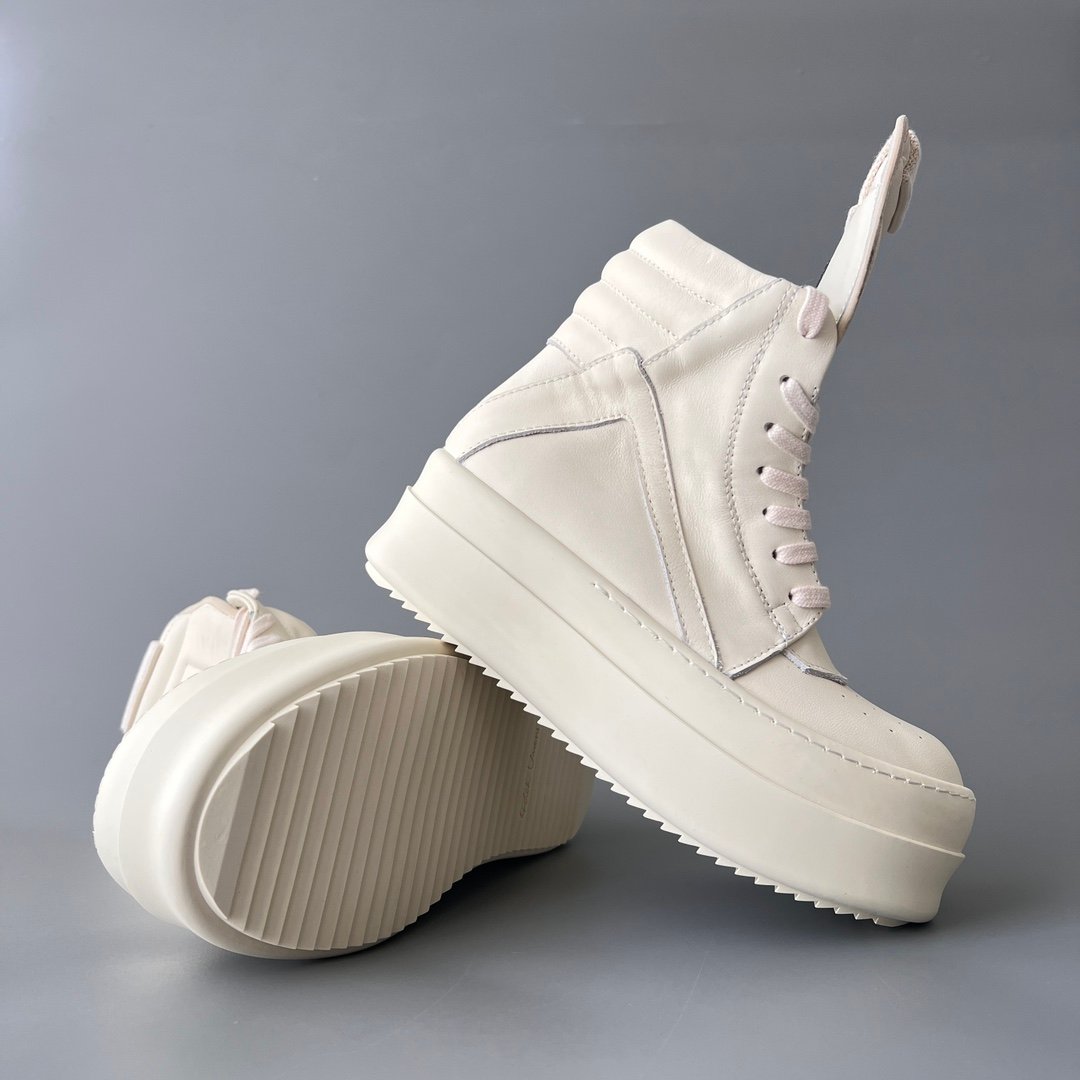 Aurora Custom Rick Owens Mainline Mega Bumper Geobasket - All-Milk White Leather (1:1 Deconstructed) - Image 7