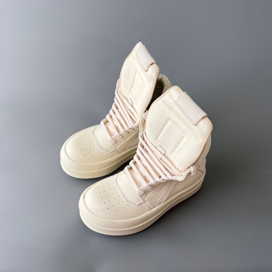 Aurora Custom Rick Owens Mainline Mega Bumper Geobasket - All-Milk White Leather (1:1 Deconstructed) - Image 8