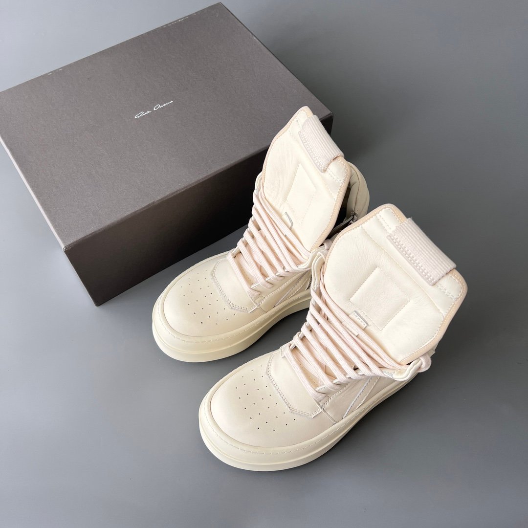 Aurora Custom Rick Owens Mainline Mega Bumper Geobasket - All-Milk White Leather (1:1 Deconstructed) - Image 9