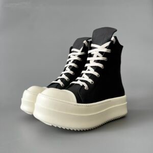 Aurora Custom Rick Owens Mainline Mega Bumper Classic High-Top - Premium Black Leather (1:1 Deconstructed)
