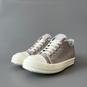 Aurora Custom Rick Owens Mainline Classic Ramones Low - Dust Grey Pony Hair (1:1 Deconstructed)
