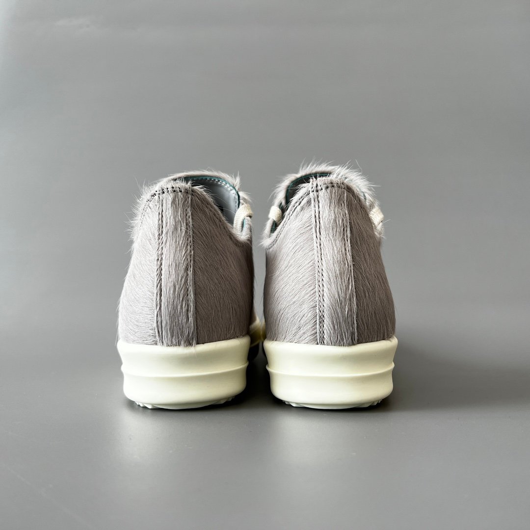 Aurora Custom Rick Owens Mainline Classic Ramones Low - Dust Grey Pony Hair (1:1 Deconstructed) - Image 5