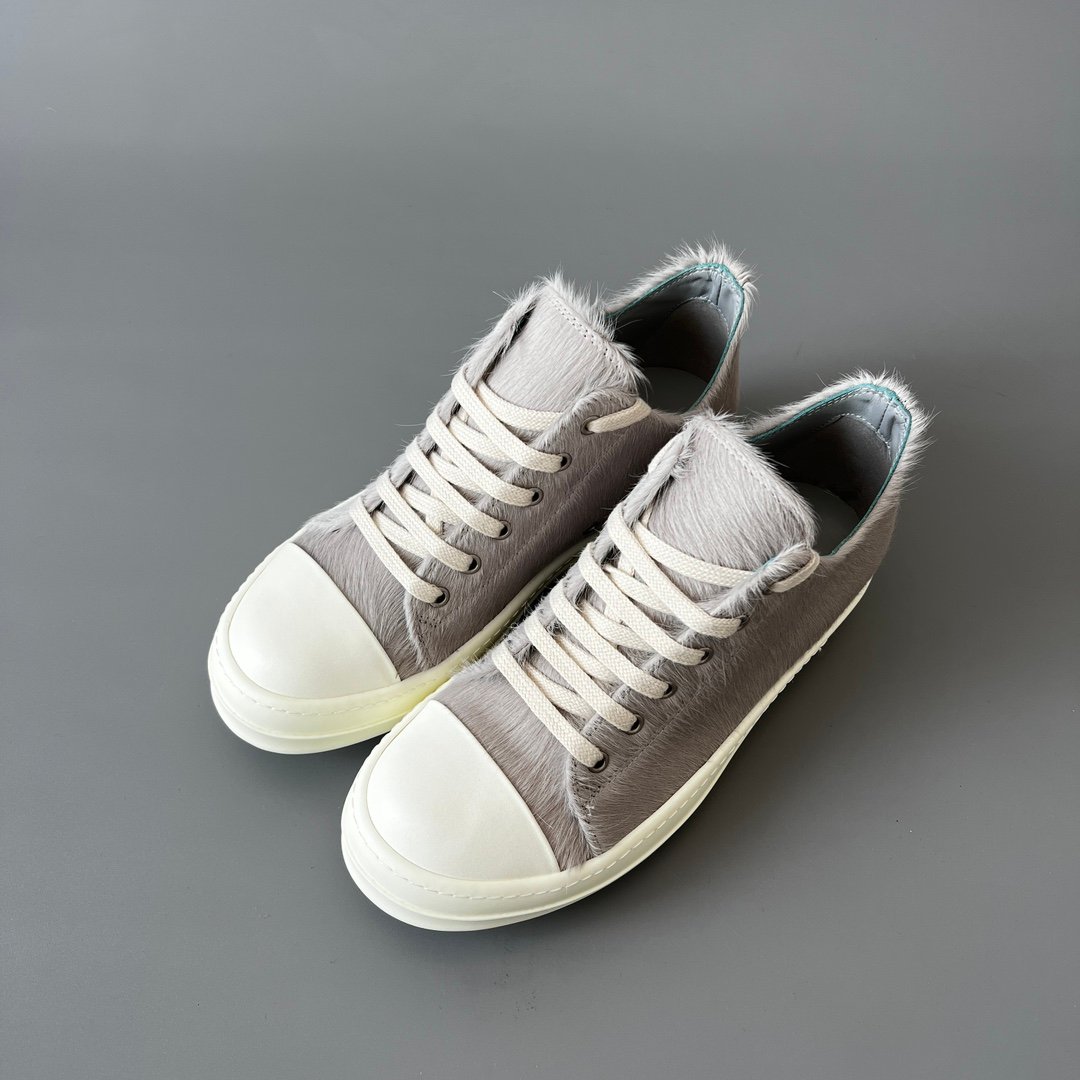 Aurora Custom Rick Owens Mainline Classic Ramones Low - Dust Grey Pony Hair (1:1 Deconstructed) - Image 8