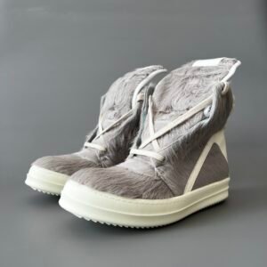 Aurora Custom Rick Owens Mainline Geobasket - Grey Pony Hair & Milk Leather (1:1 Deconstructed)