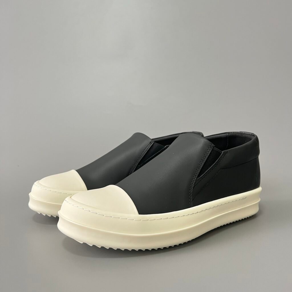 Aurora Custom Rick Owens Leather Slip-On Sneaker - Premium Black Calfskin (1:1 Deconstructed)