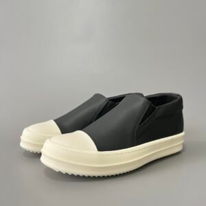 Aurora Custom Rick Owens Leather Slip-On Sneaker - Premium Black Calfskin (1:1 Deconstructed)