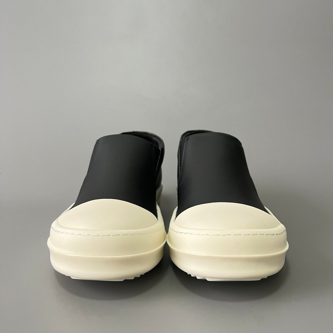 Aurora Custom Rick Owens Leather Slip-On Sneaker - Premium Black Calfskin (1:1 Deconstructed) - Image 2
