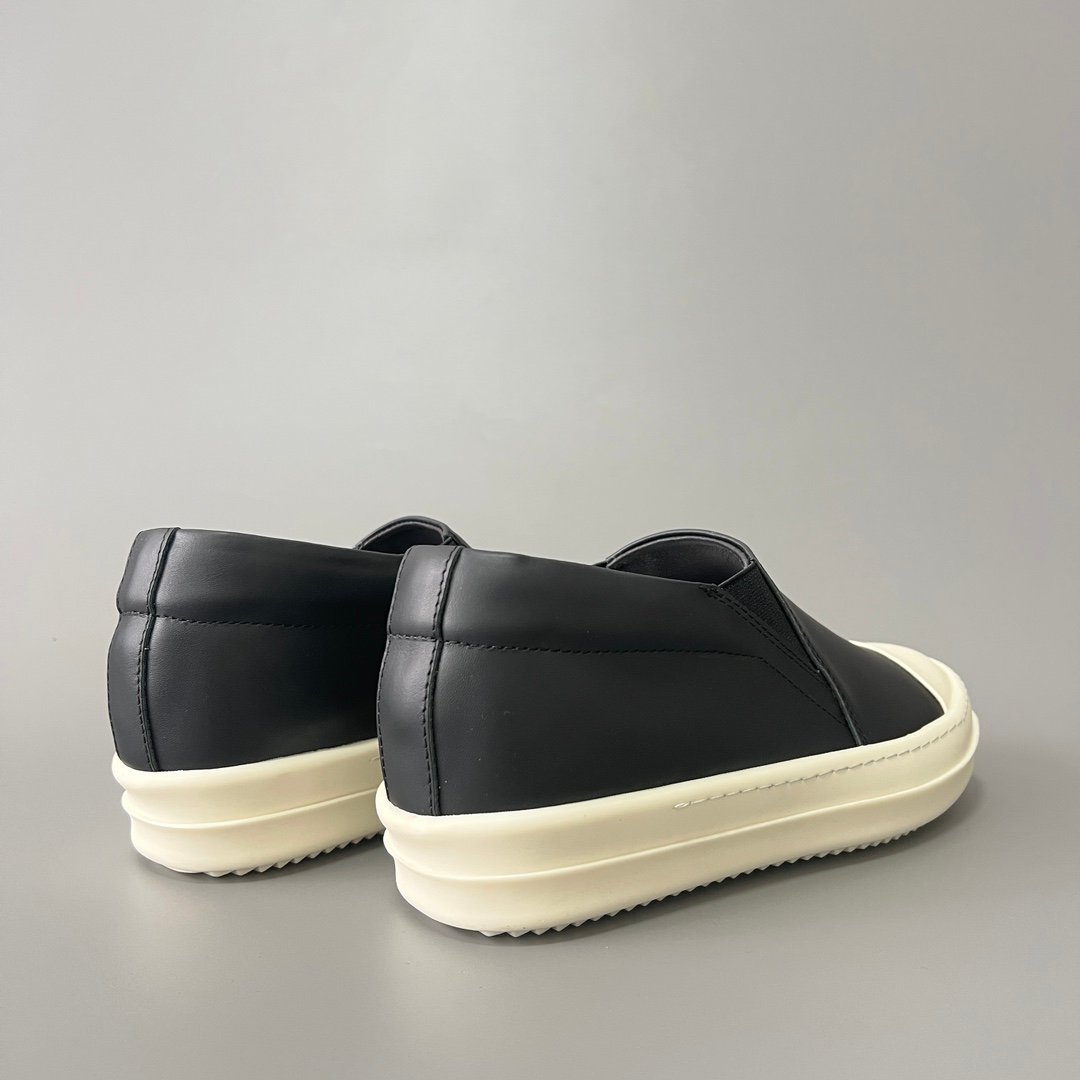 Aurora Custom Rick Owens Leather Slip-On Sneaker - Premium Black Calfskin (1:1 Deconstructed) - Image 4
