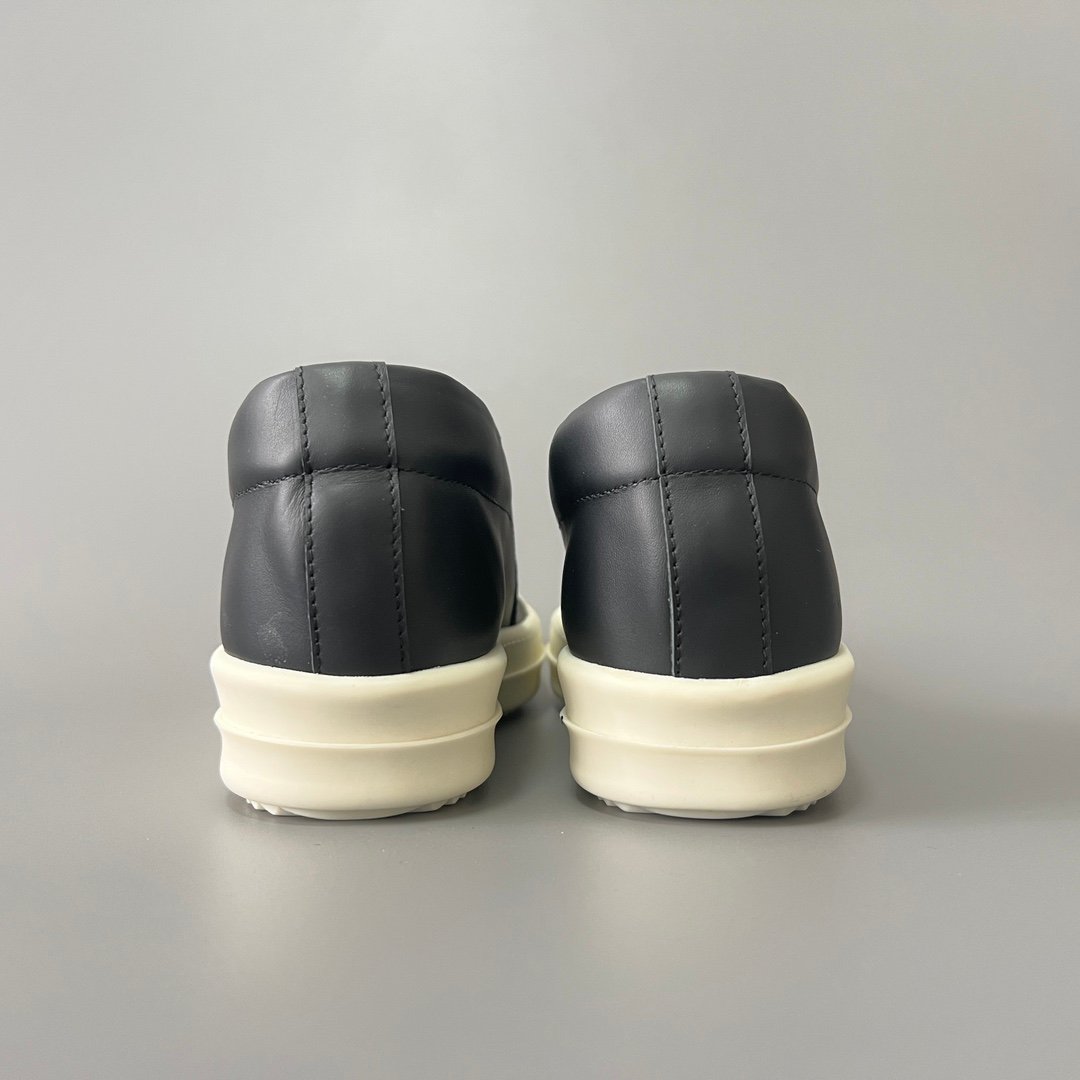 Aurora Custom Rick Owens Leather Slip-On Sneaker - Premium Black Calfskin (1:1 Deconstructed) - Image 5