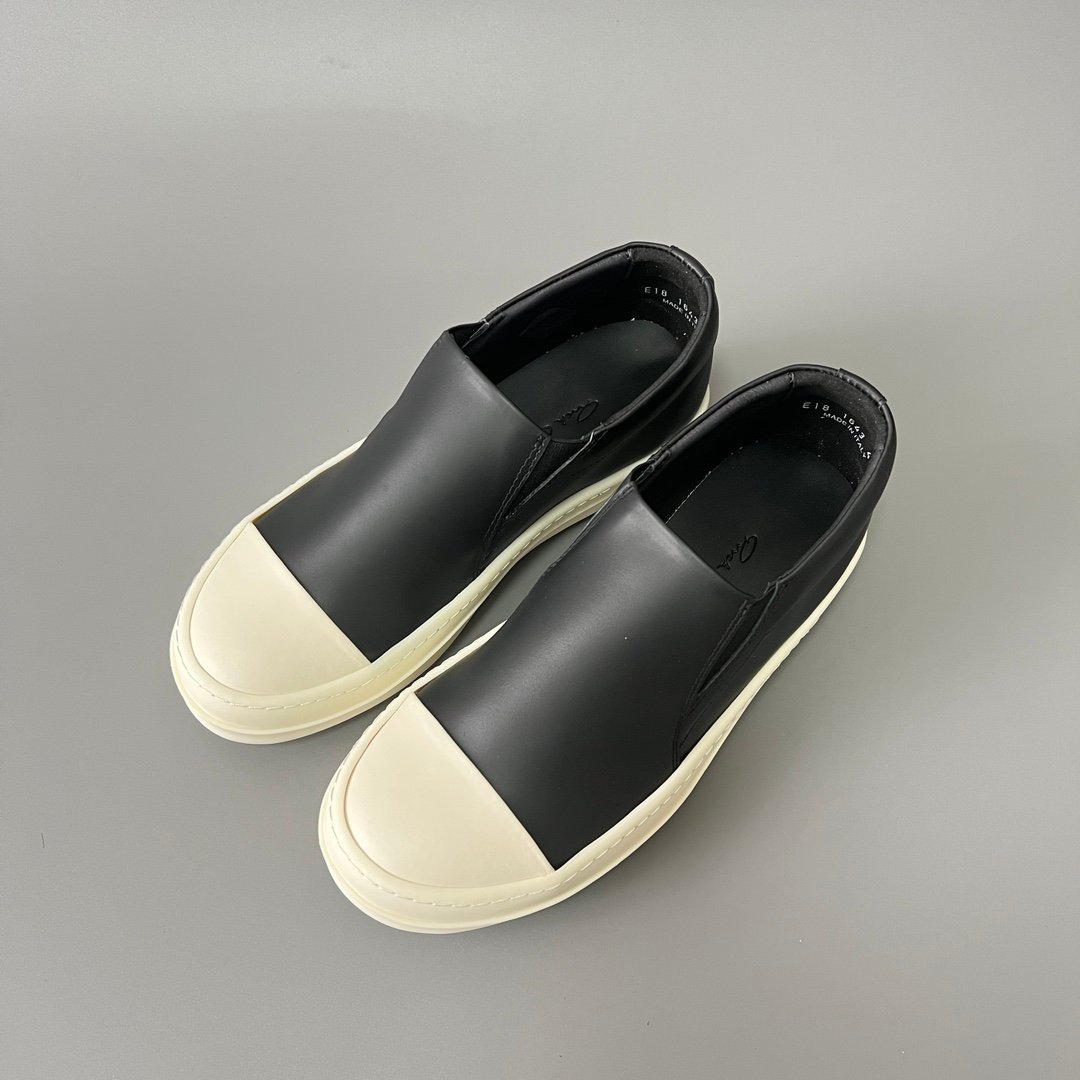 Aurora Custom Rick Owens Leather Slip-On Sneaker - Premium Black Calfskin (1:1 Deconstructed) - Image 8