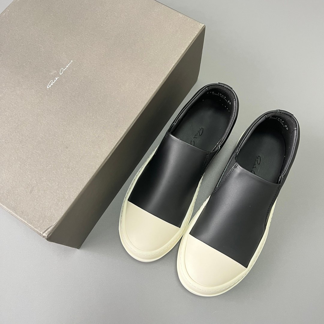 Aurora Custom Rick Owens Leather Slip-On Sneaker - Premium Black Calfskin (1:1 Deconstructed) - Image 9