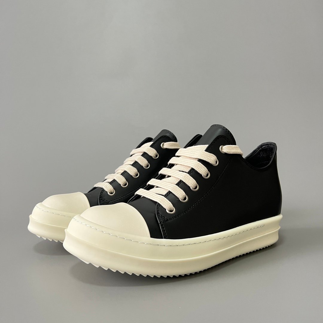 Aurora Custom Rick Owens Mainline Classic Ramones Low - Premium Black Leather (1:1 Deconstructed)