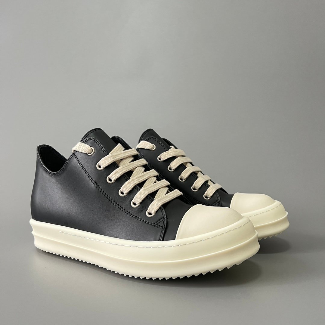 Aurora Custom Rick Owens Mainline Classic Ramones Low - Premium Black Leather (1:1 Deconstructed) - Image 3