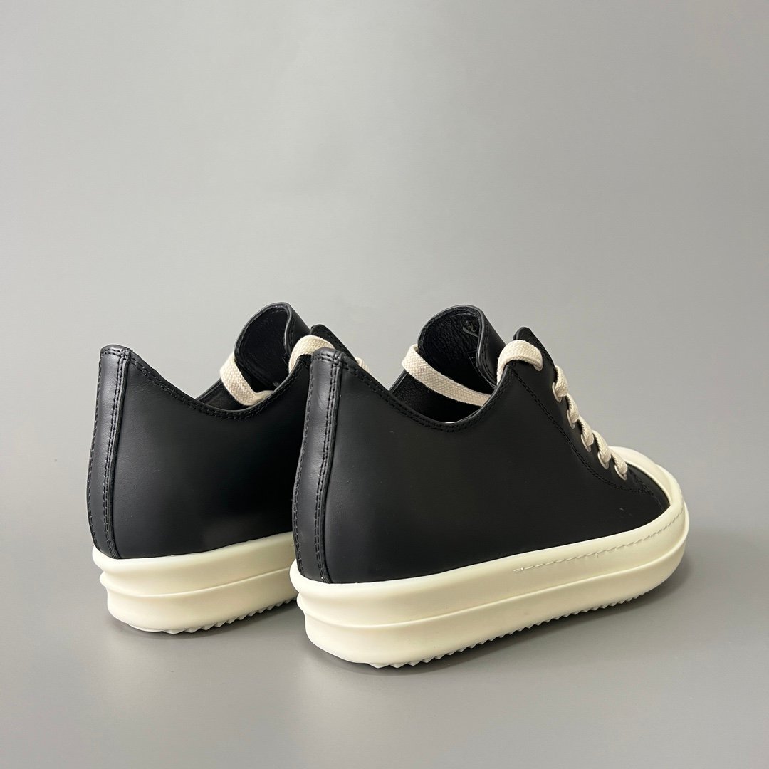 Aurora Custom Rick Owens Mainline Classic Ramones Low - Premium Black Leather (1:1 Deconstructed) - Image 4