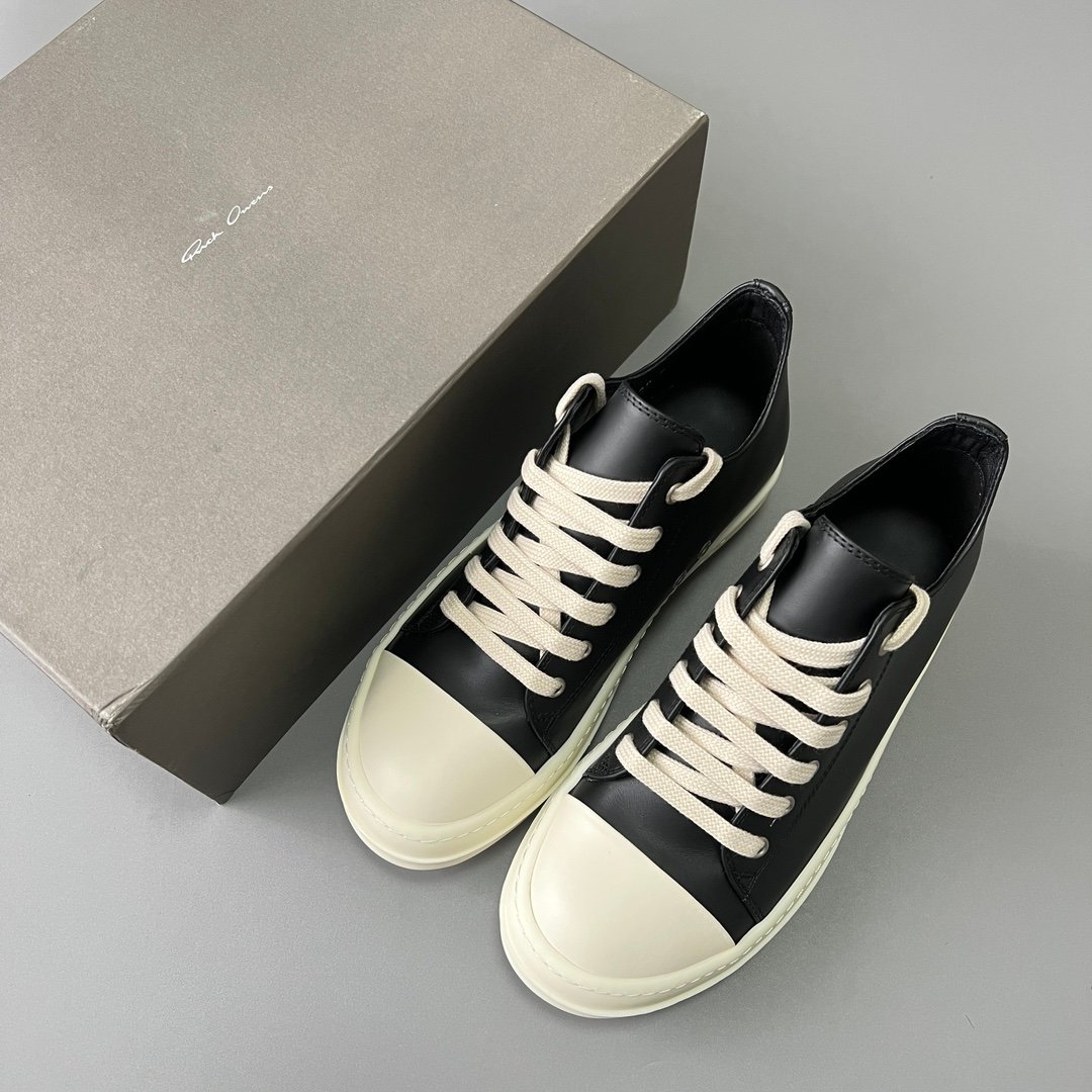 Aurora Custom Rick Owens Mainline Classic Ramones Low - Premium Black Leather (1:1 Deconstructed) - Image 9