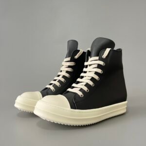 Aurora Custom Rick Owens Mainline Classic High-Top - Premium Black Smooth Calfskin (Studio 45° Spec)