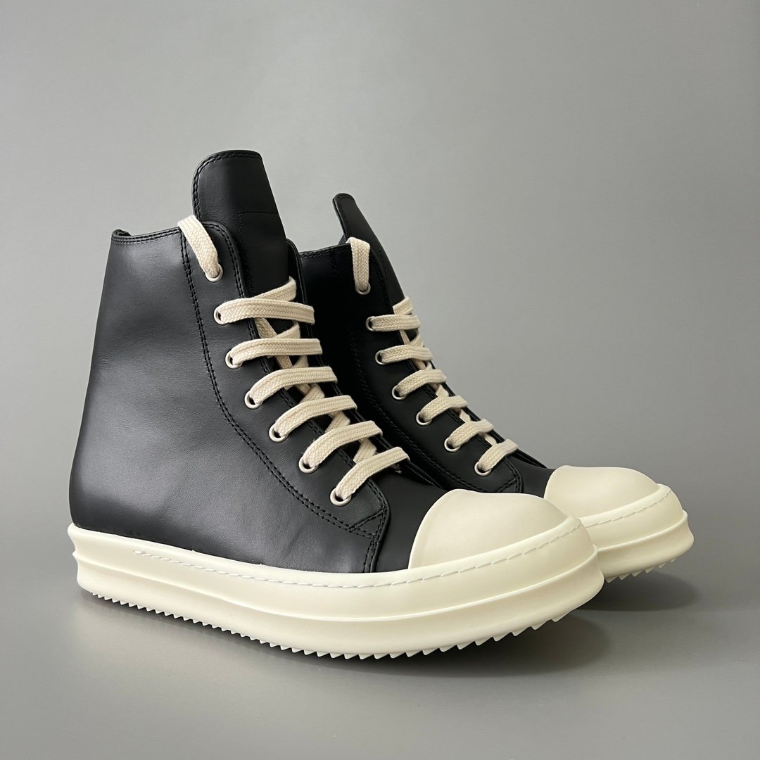 Aurora Custom Rick Owens Mainline Classic High-Top - Premium Black Smooth Calfskin (Studio 45° Spec) - Image 3