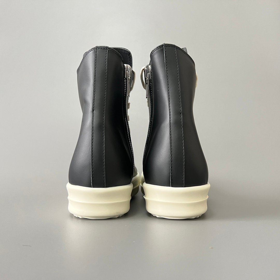 Aurora Custom Rick Owens Mainline Classic High-Top - Premium Black Smooth Calfskin (Studio 45° Spec) - Image 5