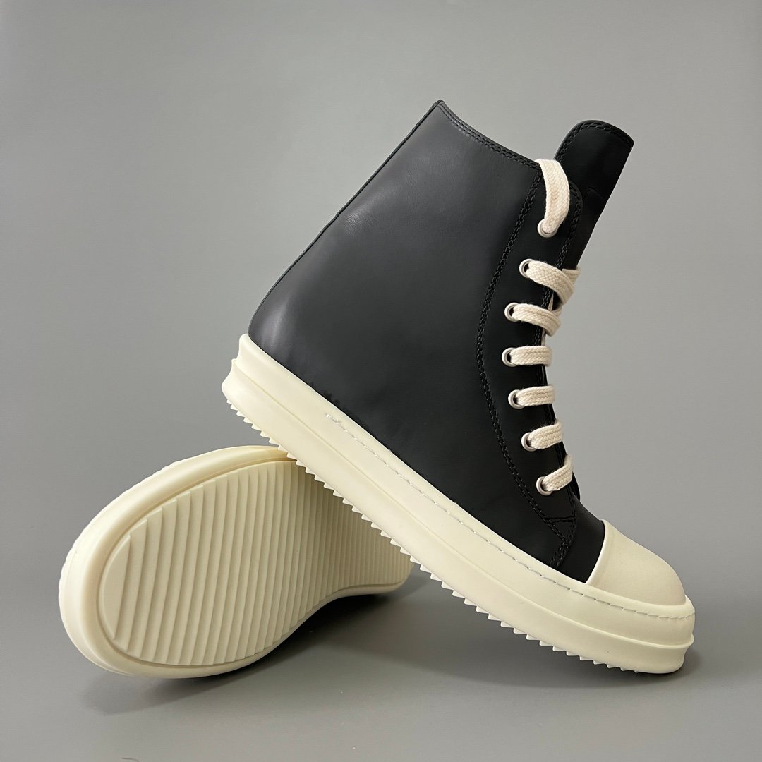 Aurora Custom Rick Owens Mainline Classic High-Top - Premium Black Smooth Calfskin (Studio 45° Spec) - Image 7