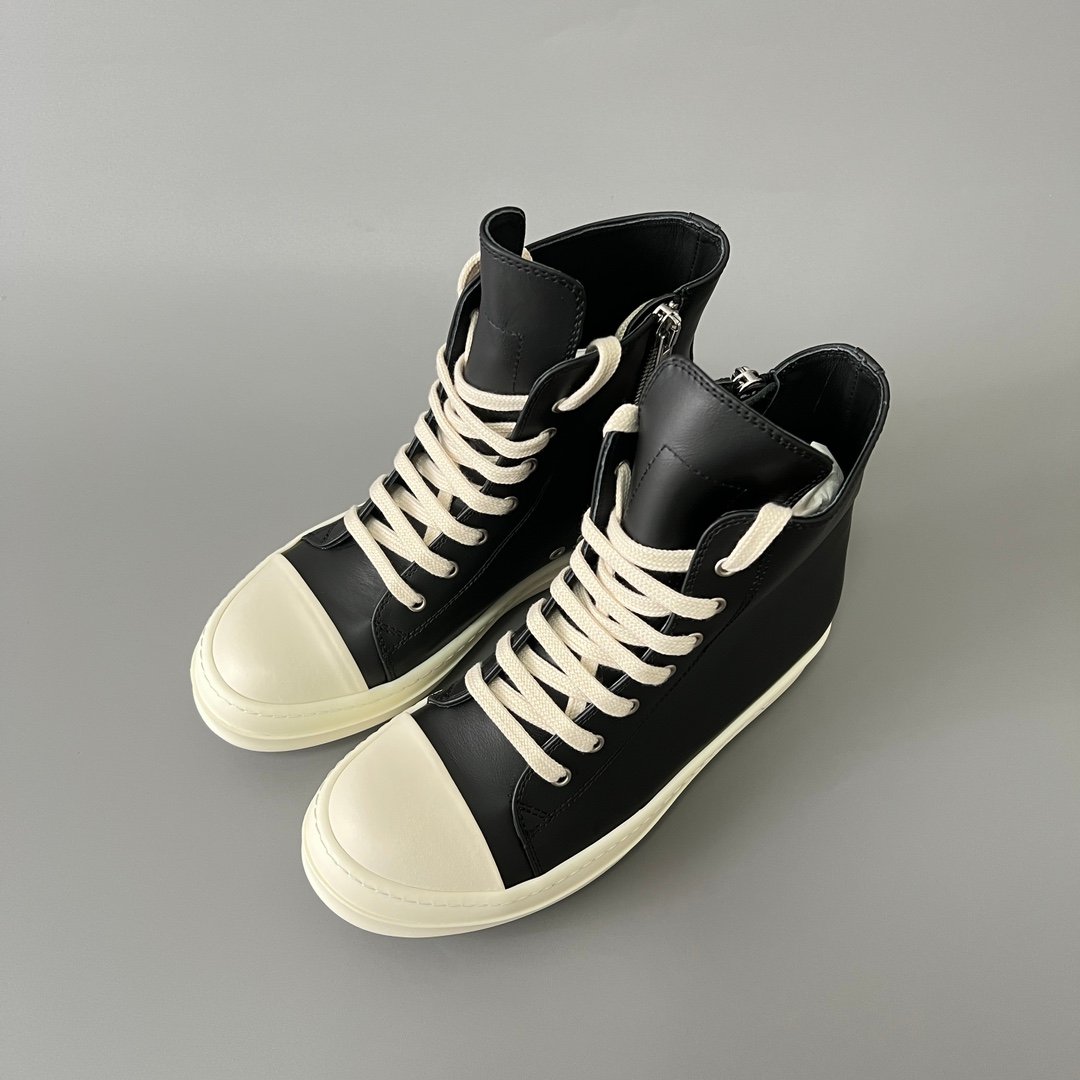 Aurora Custom Rick Owens Mainline Classic High-Top - Premium Black Smooth Calfskin (Studio 45° Spec) - Image 8