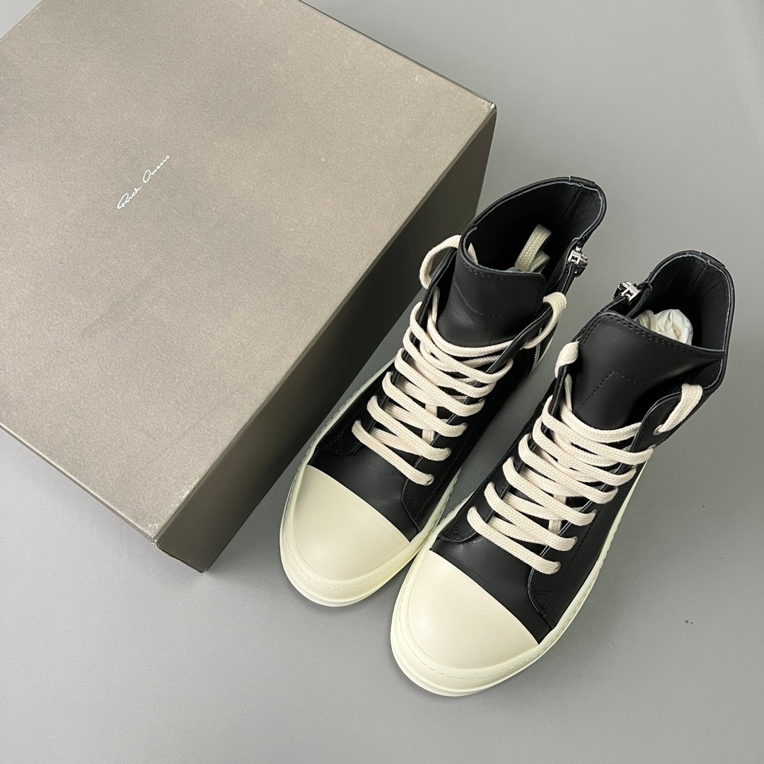 Aurora Custom Rick Owens Mainline Classic High-Top - Premium Black Smooth Calfskin (Studio 45° Spec) - Image 9