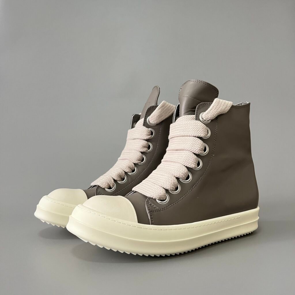 Aurora Custom Rick Owens Mainline High-Top Jumbo Lace - Archival "Dust" Taupe Leather (1:1 Deconstructed)