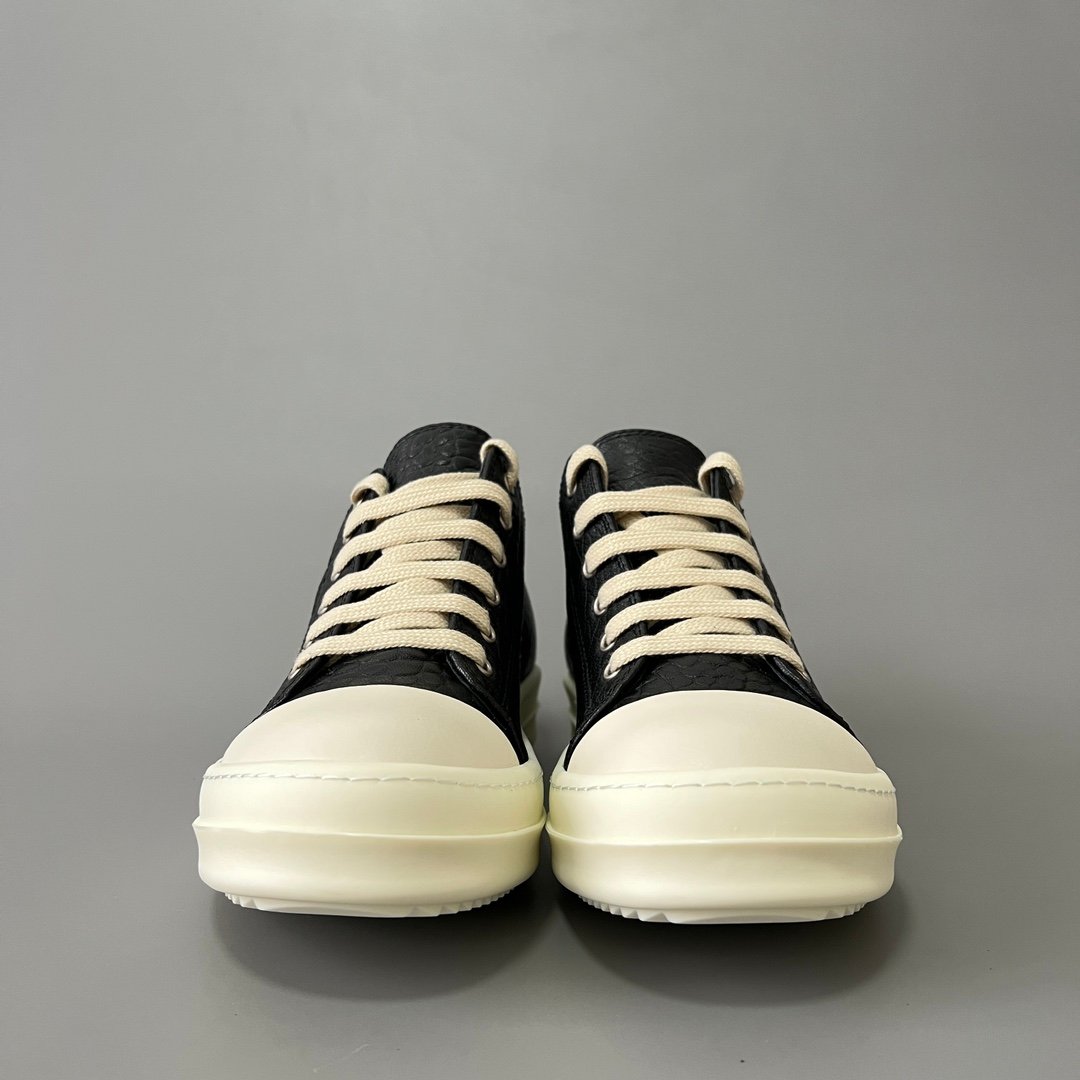 Aurora Custom Rick Owens Mainline Classic Ramones Low - Textured Black Grained Leather (1:1 Deconstructed) - Image 2