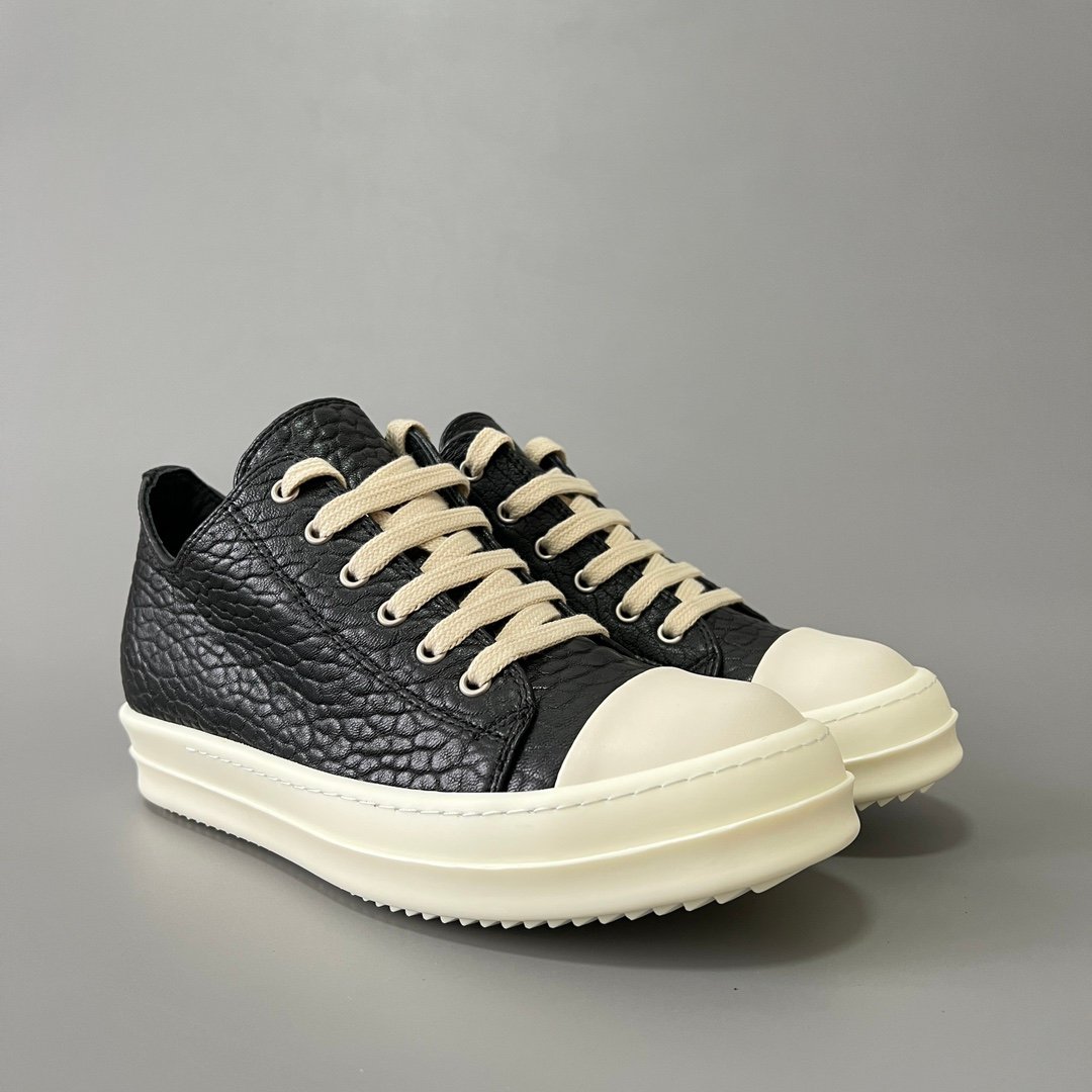 Aurora Custom Rick Owens Mainline Classic Ramones Low - Textured Black Grained Leather (1:1 Deconstructed) - Image 3
