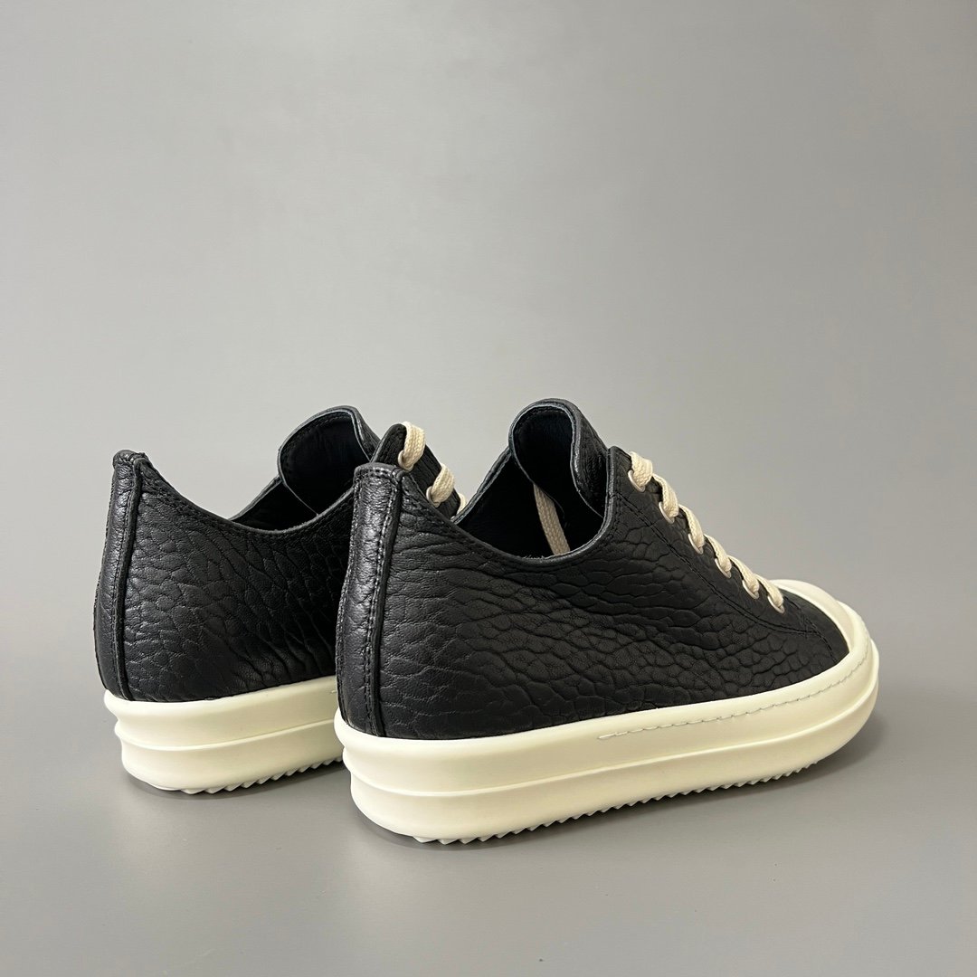 Aurora Custom Rick Owens Mainline Classic Ramones Low - Textured Black Grained Leather (1:1 Deconstructed) - Image 4