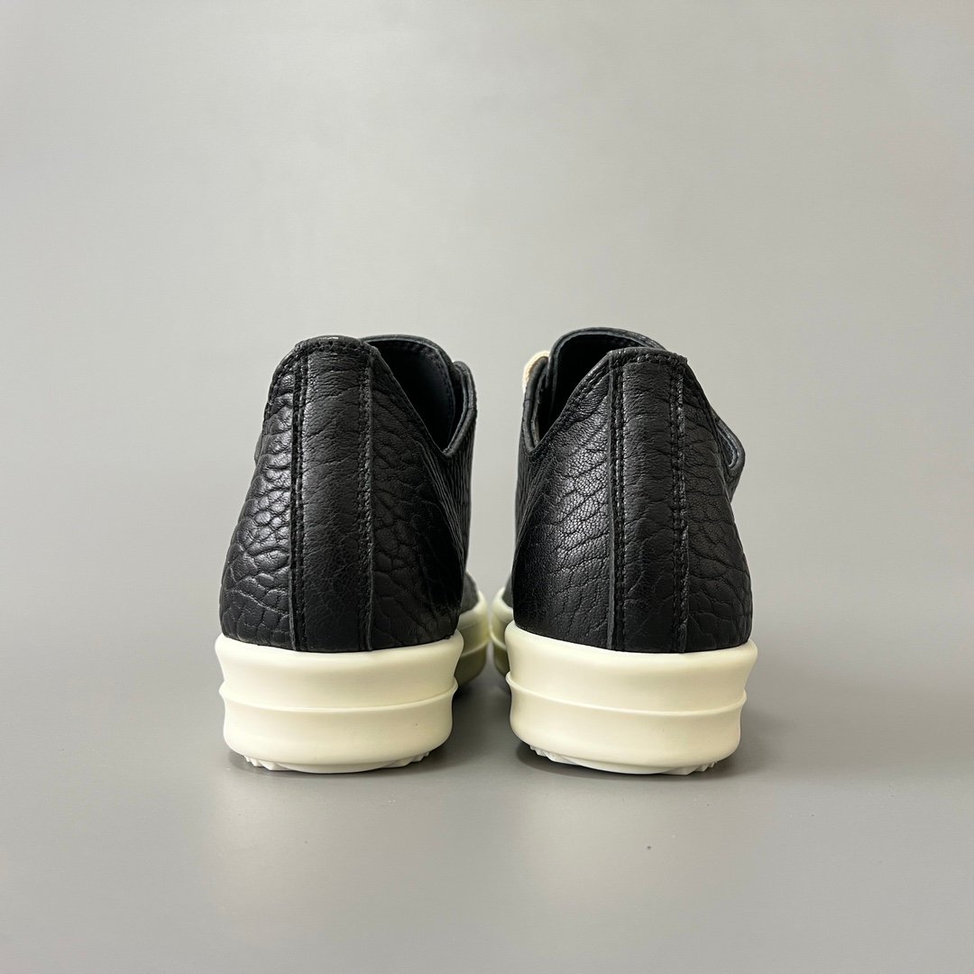 Aurora Custom Rick Owens Mainline Classic Ramones Low - Textured Black Grained Leather (1:1 Deconstructed) - Image 5