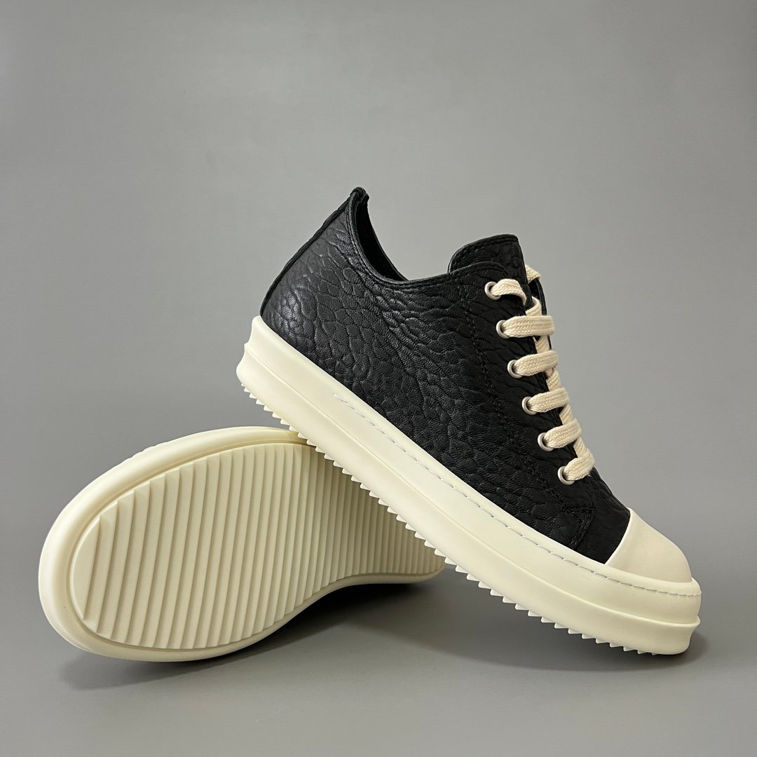 Aurora Custom Rick Owens Mainline Classic Ramones Low - Textured Black Grained Leather (1:1 Deconstructed) - Image 7