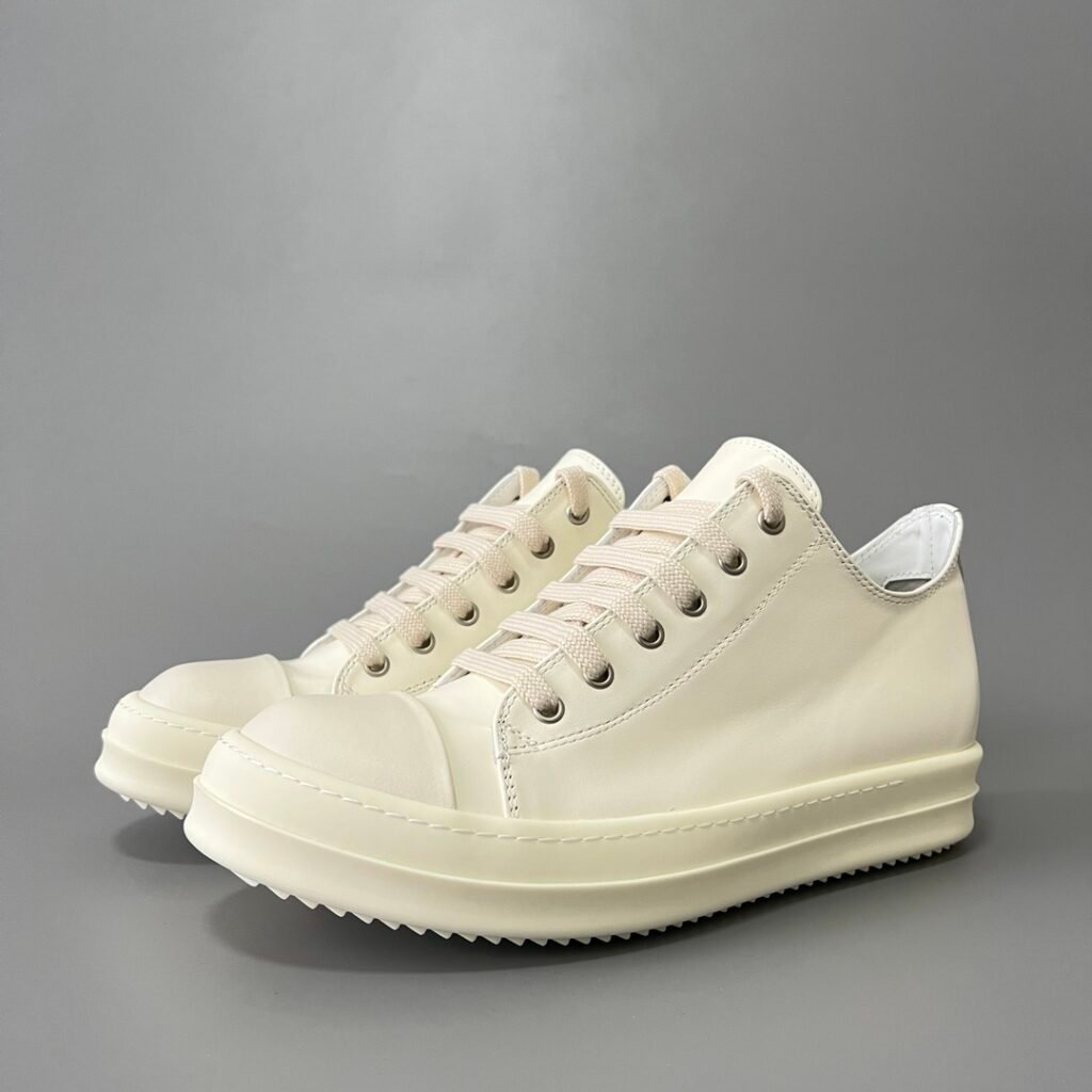 Aurora Custom Rick Owens Mainline Classic Ramones Low - Milk White Leather (1:1 Deconstructed)