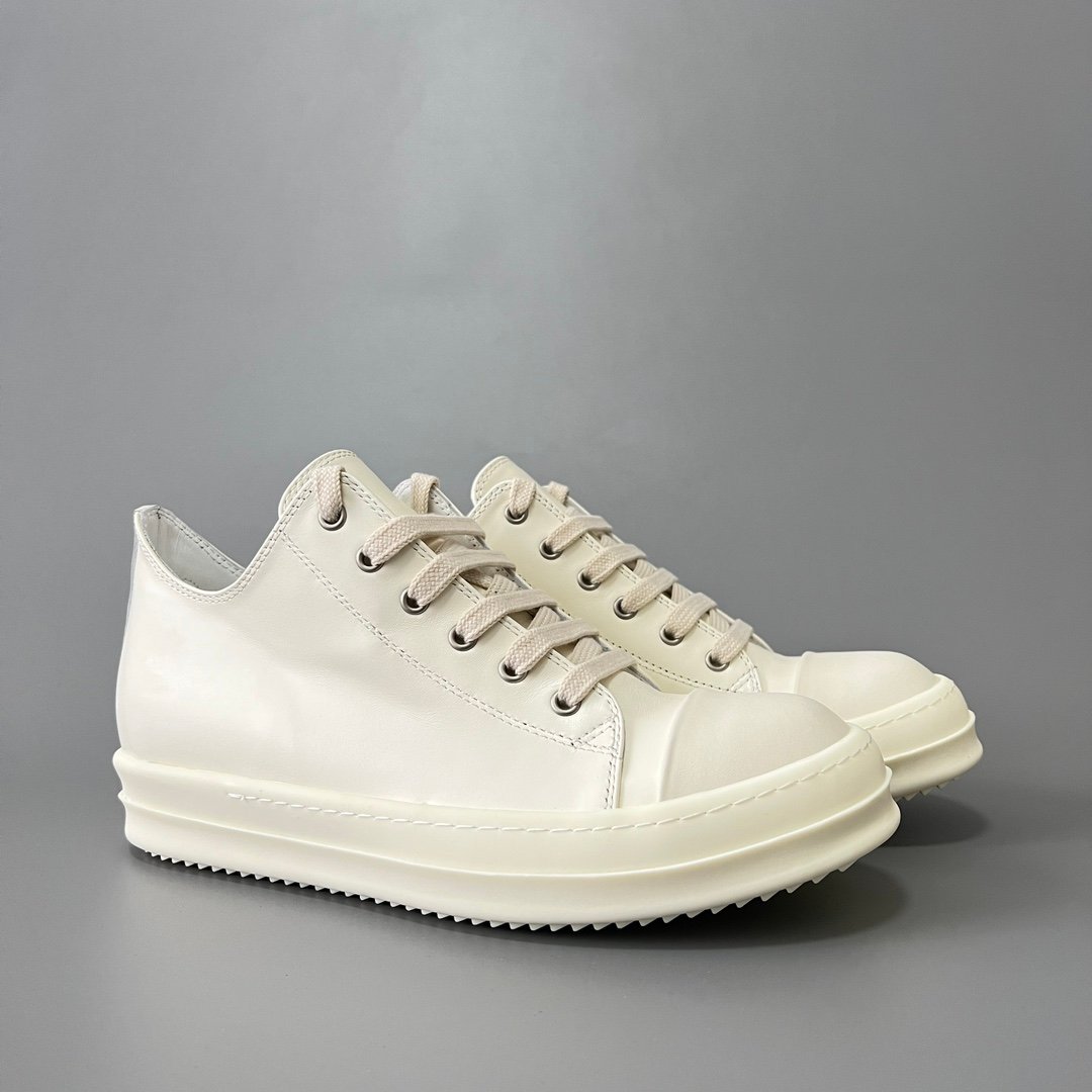 Aurora Custom Rick Owens Mainline Classic Ramones Low - Milk White Leather (1:1 Deconstructed) - Image 3